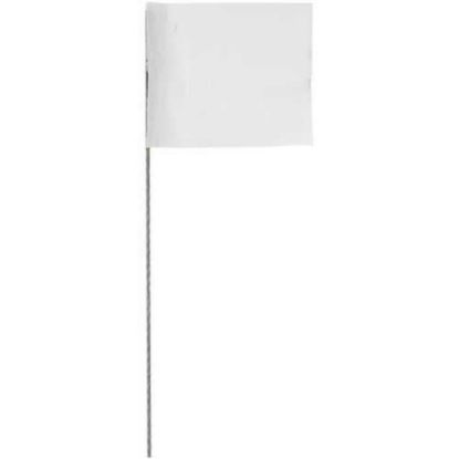 Picture of Presco 2"X3" 18" Wire White Stake Flag Part# - 2318W