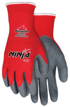 Picture of Mcr Safety Ninja Flex 15 Gauge Red100% Nylon Shell Gray La Part# - N9680M