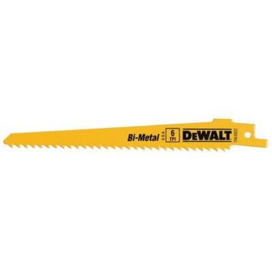 Picture of Dewalt® 6" 10/14 Tpi Straight Back Bi-Metal Recip Saw Bl Part# - Dw4845B25