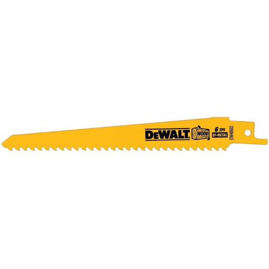 Picture of Dewalt® 6" 6Tpi Taper Back Bi-Metal Reciprocating Blade Part# - Dw4802B25