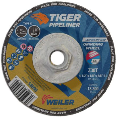 Picture of Weiler® 4.5 X 1/8 Pipeliner T27 5/8-11 Nut Part# - 58090