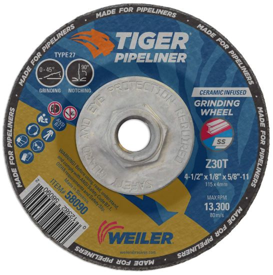 Picture of Weiler® 4.5 X 1/8 Pipeliner T27 5/8-11 Nut Part# - 58090