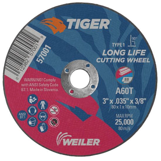 Picture of Weiler® 3 X 035 Tiger Ty1 C-O Whl  A60T  3/8 Ah Part# - 57001