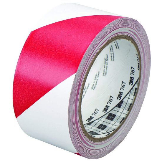 Picture of 3M™ 3M Hazard Warning Tape 767 Red/White 2"X36Yd 5Mi Part# - 7000148378