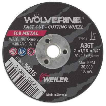 Picture of Weiler® 2 X 1/16 Wolv Ty1 C-O Whl  A36T  1/4 Ah Part# - 56015