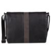 Picture of MAI SOLI Mens Solid Genuine Leather Multipocket Laptop Messenger Bag for Office - Black Grey