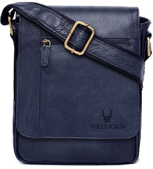 Picture of WildHorn Leather Sling Messenger Bag for Men I Multipurpose Crossbody Bag I Travel Bag with Adjustable Strap I IDIMENSION: L- 8 inch H- 10.5 inch W- 2.75 inch