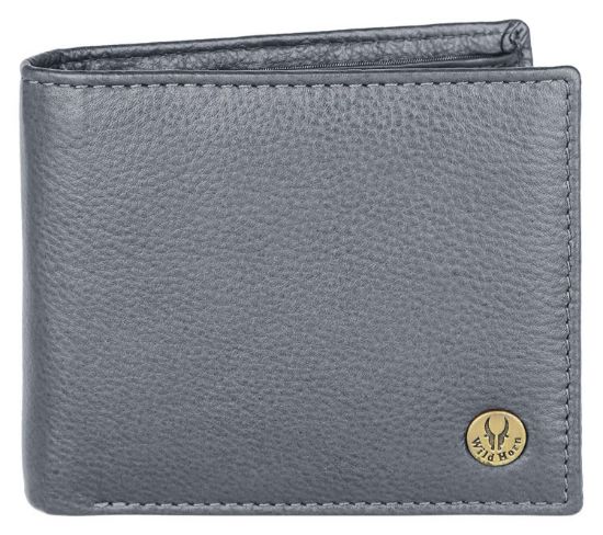 Picture of WildHorn Leather Wallet for Men I Ultra Strong Stitching I 6 Credit Card Slots I 2 Currency Compartments I 1 Coin Pocket (Grey)