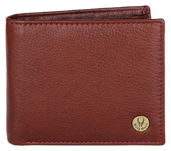 Picture of WildHorn Maroon Leather Wallet for Men I Ultra Strong Stitching I 6 Card Slots I 2 Currency & 2 Secret Compartments I 1 Coin Pocket