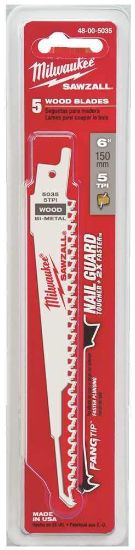 Picture of Milwaukee® Tool Super Sawzall Bld 5Tpi 650Pk Nail Embed Wood Part# - 48-01-6035