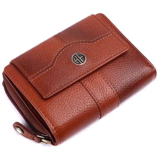 Picture of HAMMONDS FLYCATCHER Wallet for Women - Genuine Leather Ladies Wallet - Tan - 14 Card Slots - RFID Protection - 3 ID Card Slots - Women's Wallet - Button Closure -Hand Wallet - Daily Use, Money Purse