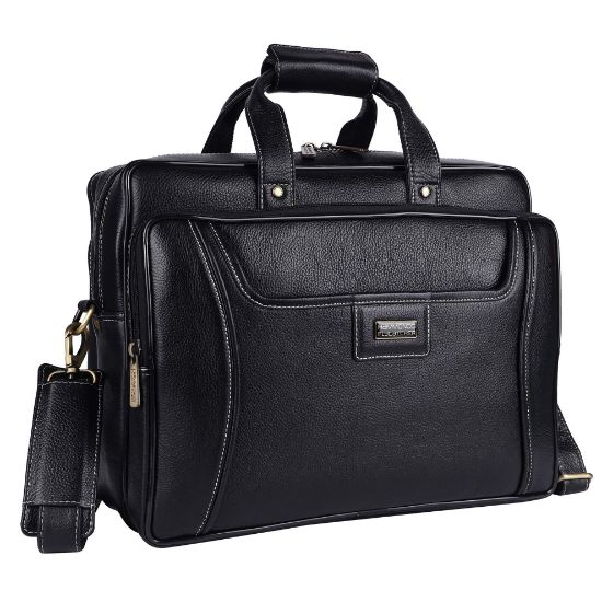 Picture of HAMMONDS FLYCATCHER Laptop Bag for Men, Black - Genuine Leather Office Messenger Bag - Fits 14/15.6/16 Inch Laptop/MacBook -Water Resistant -Shoulder Bag for Travel -Executive Office Bag with Warranty