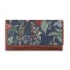 Picture of THE CLOWNFISH Sharon Collection Tapestry Fabric & Faux Leather Snap Flap Closure Womens Wallet Clutch Ladies Purse with Multiple Card Holders (Navy Blue-Floral)