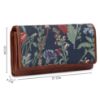 Picture of THE CLOWNFISH Sharon Collection Tapestry Fabric & Faux Leather Snap Flap Closure Womens Wallet Clutch Ladies Purse with Multiple Card Holders (Navy Blue-Floral)