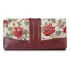 Picture of The Clownfish Serina Collection Tapestry Fabric & Faux Leather Snap Flap Style Womens Wallet Clutch Ladies Purse with Card Holders (Off White-Floral)