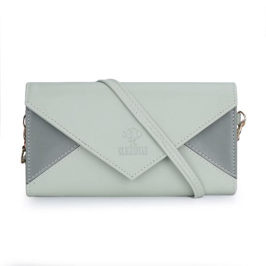 Picture of The Clownfish Asmi Collection Ladies Wallet Purse Sling Bag with Shoulder Belt (Pistachio Green)