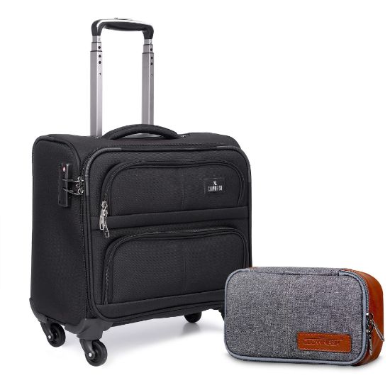 Picture of The Clownfish Set of Wanderer Laptop Roller Case with Toiletry Kit (Jet Black) Polyester