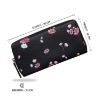 Picture of MAI SOLI Cosmos Genuine Leather Hand Wallet for Women, Clutch for Girls, Purse for Women with 12 Card Slots, 1 Coin Pocket and Currency Compartments, Flower Printed Zip Closure Gift for Women - Black