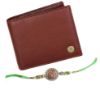 Picture of WILDHORN Men's Leather Wallet, and Rakhi Combo Set for Brother (Maroon)