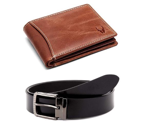 Picture of WildHorn Gift Hamper for Men I Leather Wallet & Belt Combo Gift Set I Gift for Friend, Boyfriend,Husband,Father, Son etc (New TAN Crunch)
