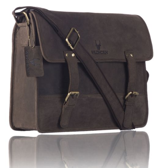 Picture of WildHorn Classic Leather Messenger Bag for Men I Multiple Pockets I Adjustable Strap I DIMENSION : L-15 inch W-4 inch H-12 inch