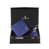 Picture of WildHorn Rakhi Gift Hamper for Brother - Classic Dark Blue Men's Leather Wallet, Keyring and Rakhi Combo Gift Set for Brother