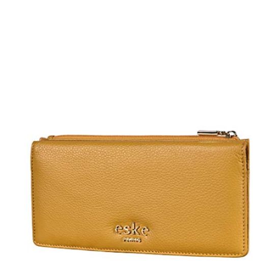 Picture of Eske Paris Kyle Women's Leather Wallet, Smartphone Holder, Hand Clutch For Ladies (Yellow)