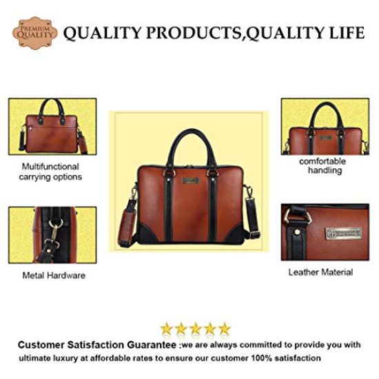 Picture of Hammonds Flycatcher Original Bombay Brown Leather 15.6 inch Laptop Messenger Bag|Padded Laptop Compartment|Office Bag (L=39,B=7, H=28 cm) LB186TN
