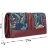 Picture of The Clownfish Serina Collection Tapestry Fabric & Faux Leather Snap Flap Style Womens Wallet Clutch Ladies Purse with Card Holders (Navy Blue-Floral)