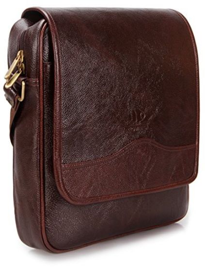 Picture of The Clownfish Synthetic Laptop and Tablet Sling Bag / Messenger Bag (Brown)