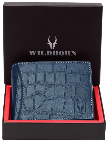 Picture of WildHorn India Croco Blue Leather Men's Wallet (699704)