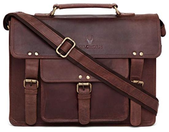 Picture of WILDHORN Leather 15 inch Laptop Messenger Bag for Men I Dimension : L-15 inch W-4 inch H-12 inch (Brown)