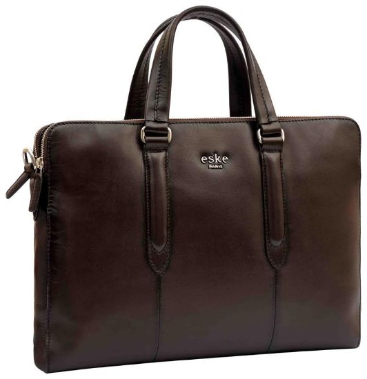 Picture of eske Matt 15" Genuine Leather Laptop/Macbook Bag for Men, Women | Office Bag | Laptop Messenger Bag with Shoulder Strap | Spacious Compartment | Water Resistant