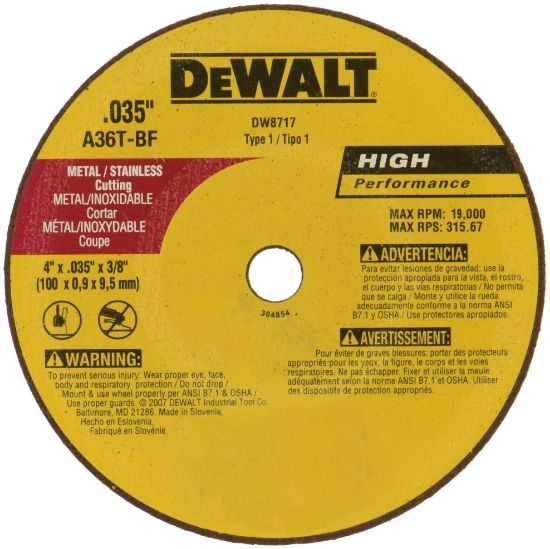 Picture of Dewalt® 4X.035X3/8" 36T Metal Type 1 Cutoff Wheel Part# - Dw8717