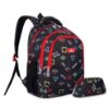 Picture of THE CLOWNFISH Scholastic Series Printed Polyester 30 L School Backpack with Pencil/Staionery Pouch School Bag Daypack Picnic Bag For School Going Boys & Girls Age 8-10 years (Charcoal Black)
