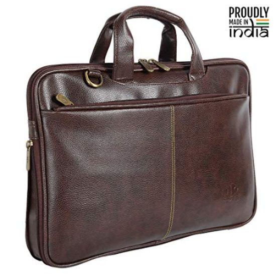Picture of The Clownfish Eros Faux Leather Expandable 15.6 inch Laptop Messenger Bag Briefcase (Dark Brown)
