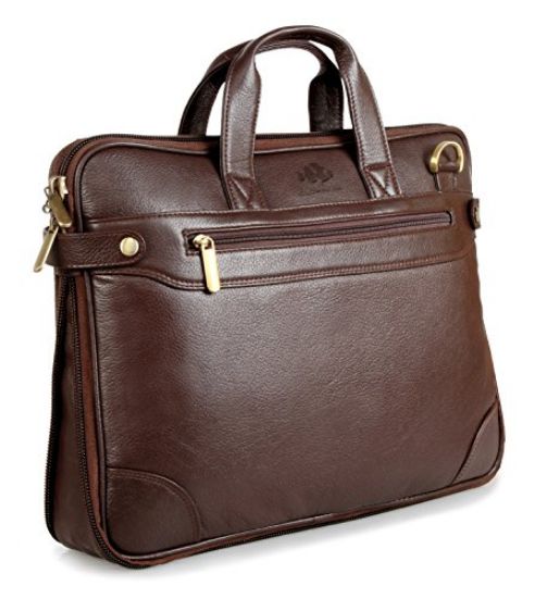 Picture of The Clownfish TCFLB15.6BR1 14 inch Leather Laptop and Tablet Bag (Brown)