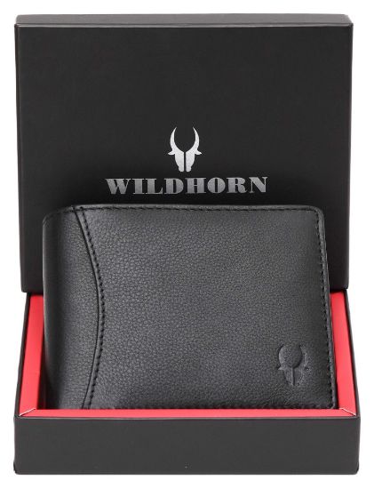 Picture of WildHorn Black Leather Wallet for Men I 9 Card Slots I 2 Currency & Secret Compartments I 1 Zipper & 3 ID Card Slots