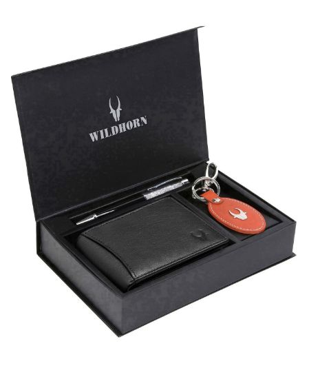 Picture of WildHorn Gift Hamper for Men I Leather Wallet, Keychain & Pen Combo Gift Set I Gift for Friend, Boyfriend,Husband,Father, Son etc