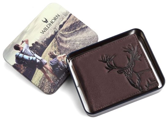 Picture of WildHorn ® Men's Antlers Hunter Leather Wallet (Dark Brown)