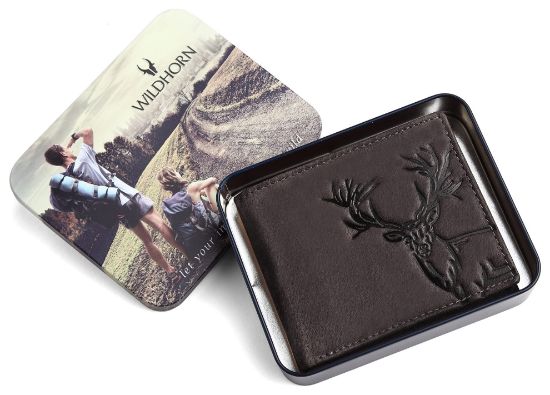 Picture of WildHorn ® Men's Antlers Hunter Leather Wallet (Grey)