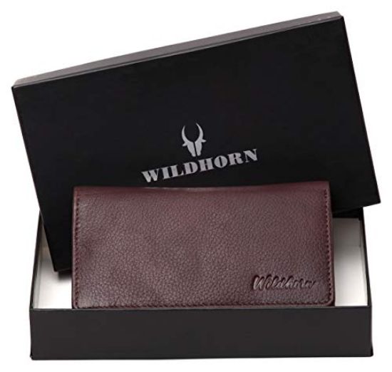 Picture of WildHorn RFID Protected Genuine Leather Wallet for Women Stylish|Purse for Women/Girls (Bombay Brown)