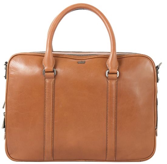 Picture of eske Charlie 16" Genuine Leather Laptop/Macbook Bag for Men, Women | Office Bag | Laptop Messenger Bag with Shoulder Strap | Spacious Compartment | Water Resistant (Tan VT)