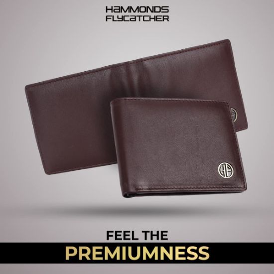 Picture of HAMMONDS FLYCATCHER Genuine Leather Wallets for Men | Redwood Brown Men's Wallet | FID Protected Leather Wallet for Men | Mens Wallet with 4 Card Slots | Purse for Men/Money Bag - Gift for Him