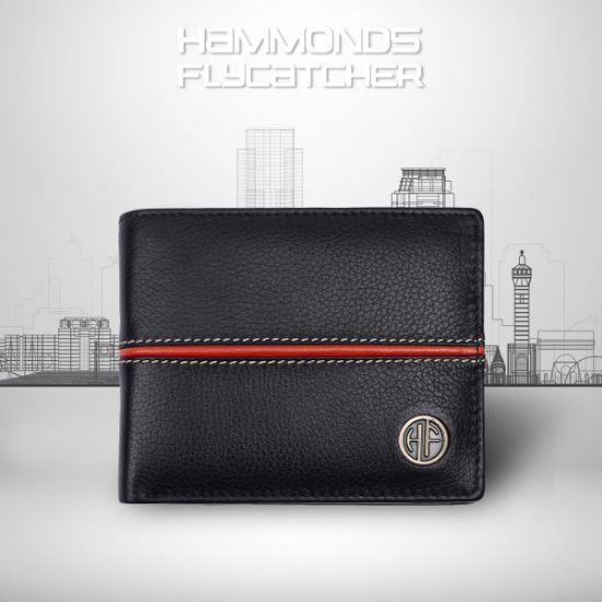 Picture of HAMMONDS FLYCATCHER Genuine Leather Wallets for Men, Black -RFID Protected Leather Wallet for Men -Mens Wallet with 6 Credit/Debit Card Slots, 2 Hidden Pockets- Purse for Men Gift for Him
