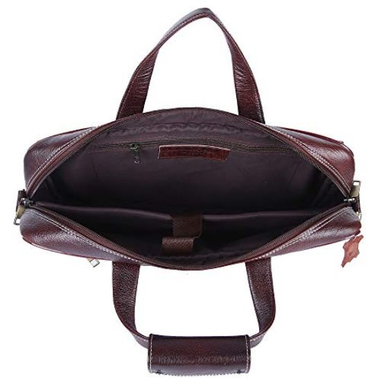 Picture of Hammonds Flycatcher Original Bombay Brown Leather 15.6 inch Expabdable Laptop Messenger Bag (L=39,B=9, H=27 cm) LB167