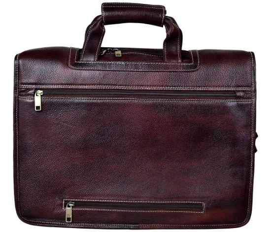 Picture of Hammonds Flycatcher Original Bombay Brown Leather 15.6 inch Laptop Messenger Bag |Turnlock |5 Compartment + Padded Laptop Compartment (L=43,B=15, H=30 cm) LB171