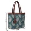 Picture of THE CLOWNFISH Casey series 15.6 inch Laptop Bag For Women Printed Handicraft Fabric & Faux Leather Office Bag Briefcase Hand Messenger bag Tote Business Bag (Fern Green)