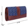 Picture of THE CLOWNFISH Serina Collection Tapestry Fabric & Faux Leather Snap Flap Style Womens Wallet Clutch Ladies Purse with Card Holders (Blue-Stripes)