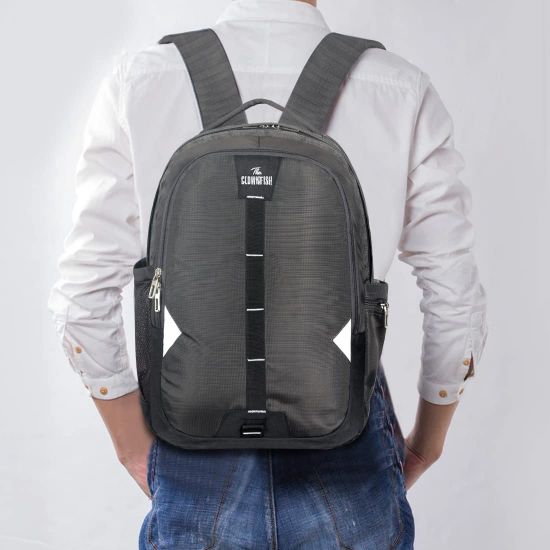 Picture of THE CLOWNFISH Arrow 48 Litres Polyester Unisex 15.6 inch Travel Laptop Backpack (Grey)